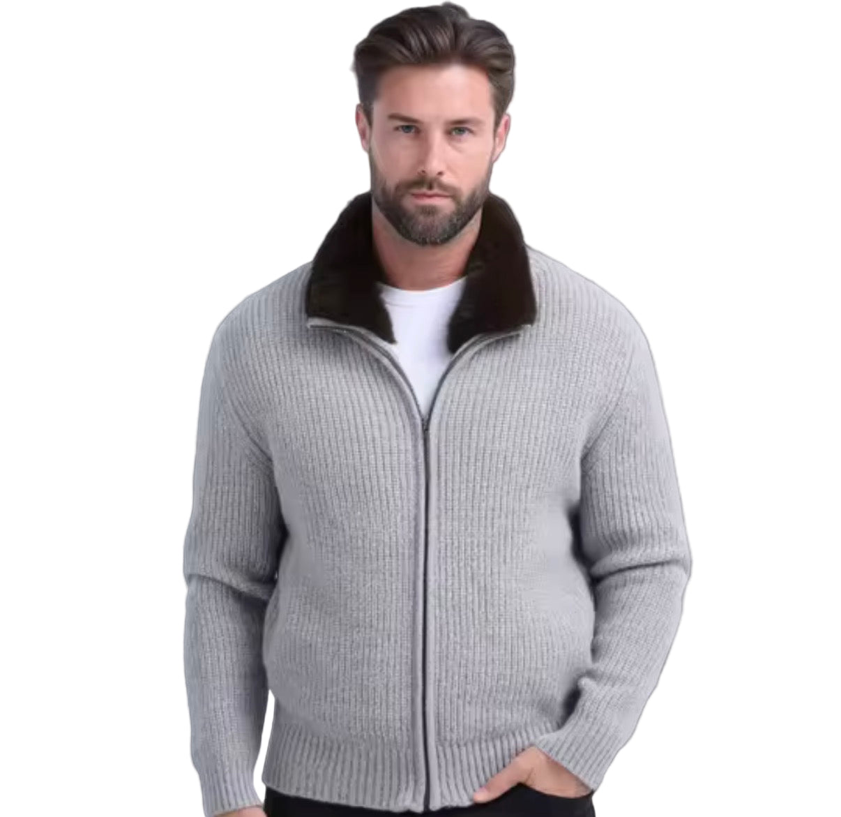 Furred Collar Cardigan